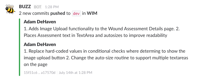 Slack Git Integration with Multiple Commits