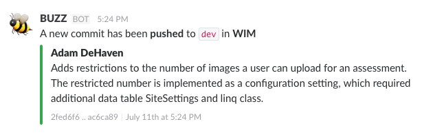 Slack Git Integration with Single Commit