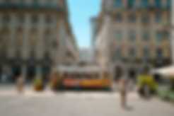 A city street car trolly in Lisbon, Portugal