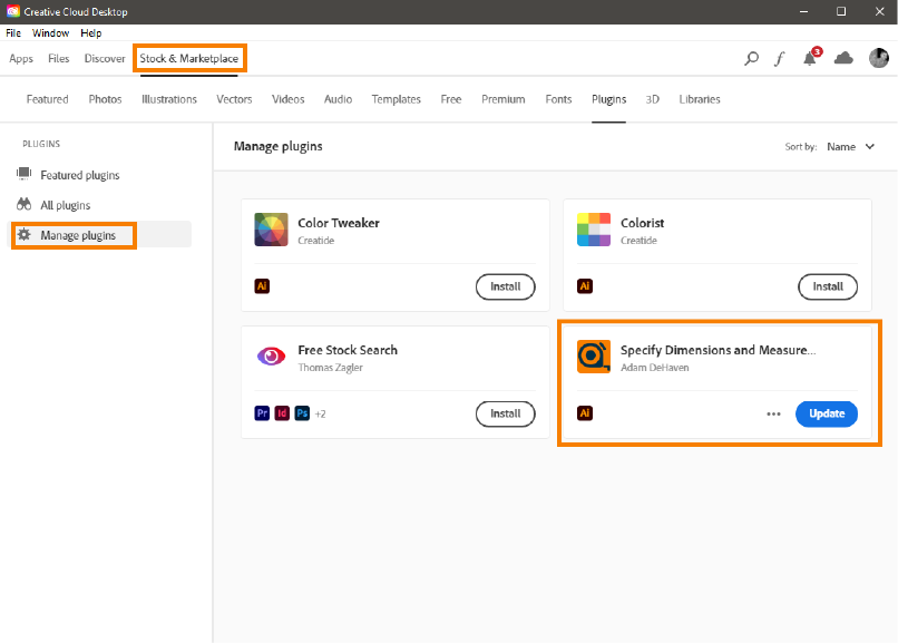 Specify extension update instructions within Creative Cloud desktop app